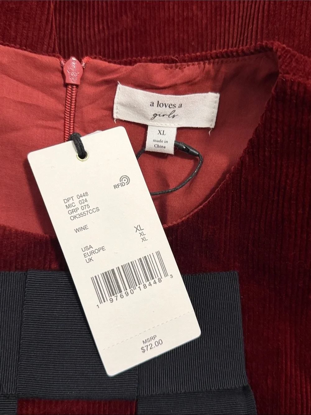 Sleeveless Rust Corduroy A-Line Dress with Black Panel